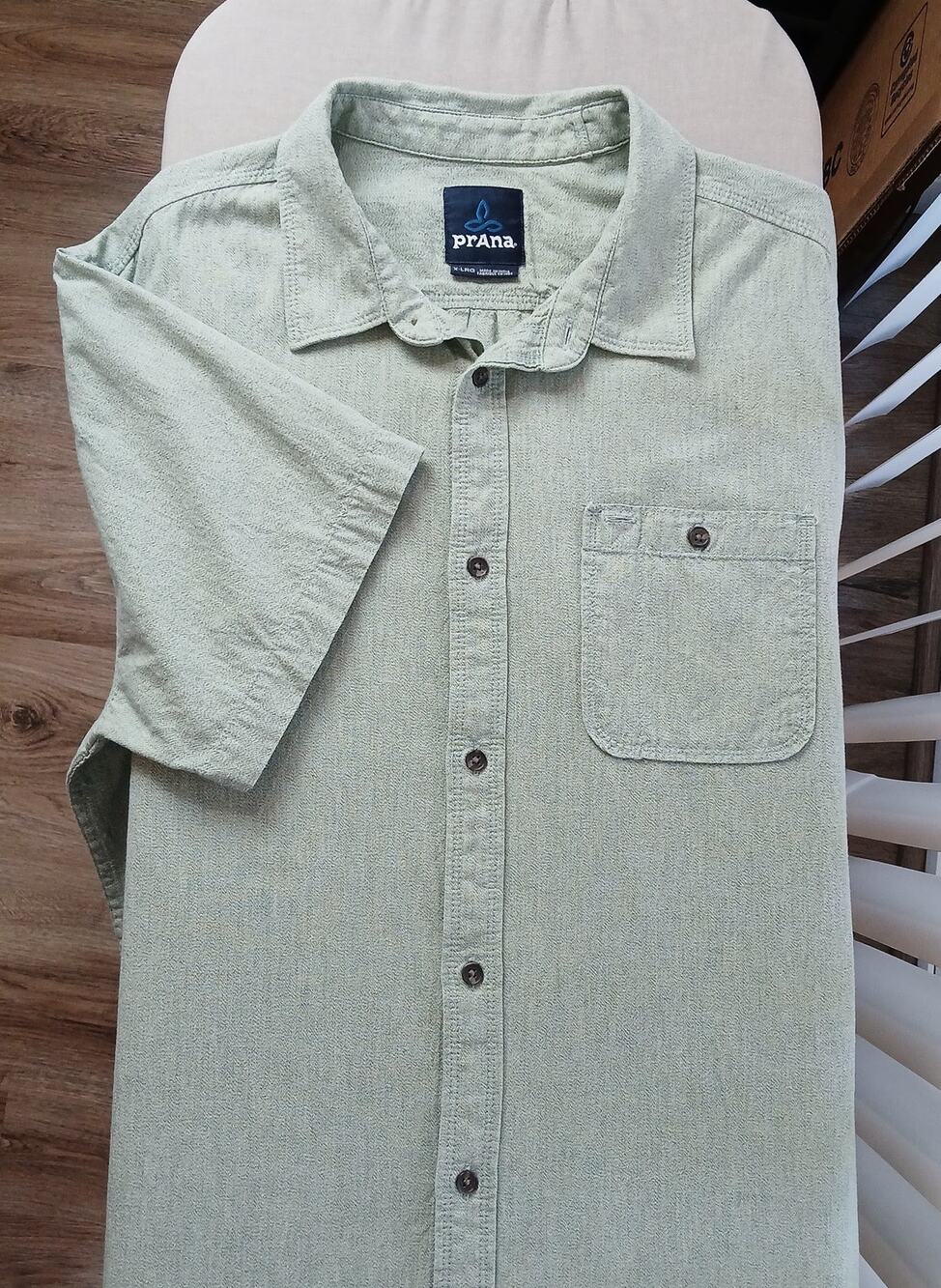 Prana Breathe Casual Button-up Shirt X-LRG missing tags green short sleeve - Picture 1 of 14